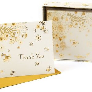 Papyrus Gold and Cream Floral Notecards