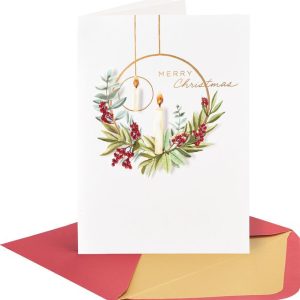 Christmas Boxed Cards Handmade Wreath And Candle