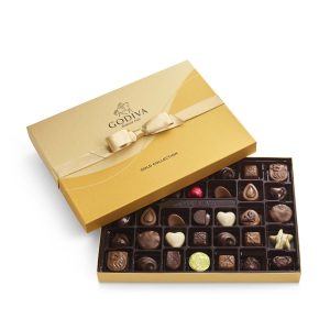 Assorted Chocolate Gold Gift Box, Gold Ribbon, 36 pc.