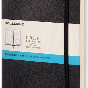 Moleskine Classic Notebook, Large, Dotted, Black, Soft Cover (5 x 8.25)