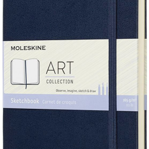 Moleskine Art Collection Sketchbook, Large, Plain, Blue Sapphire, Hard Cover (5 x 8.25)