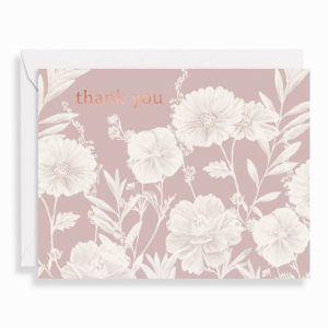 PaperSource Neutral Stripe Floral Thank You Card Set