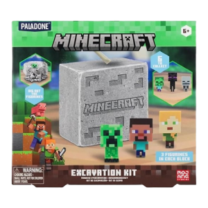Paladone Minecraft Excavation Kit for Kids with 3 Character Figures Official Licensed Dig Toy Gift