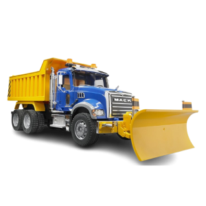 Bruder Mack Granite Dump Truck with Snow Plow and Light & Sound Module Construction Toy Truck for Indoor and Outdoor Play